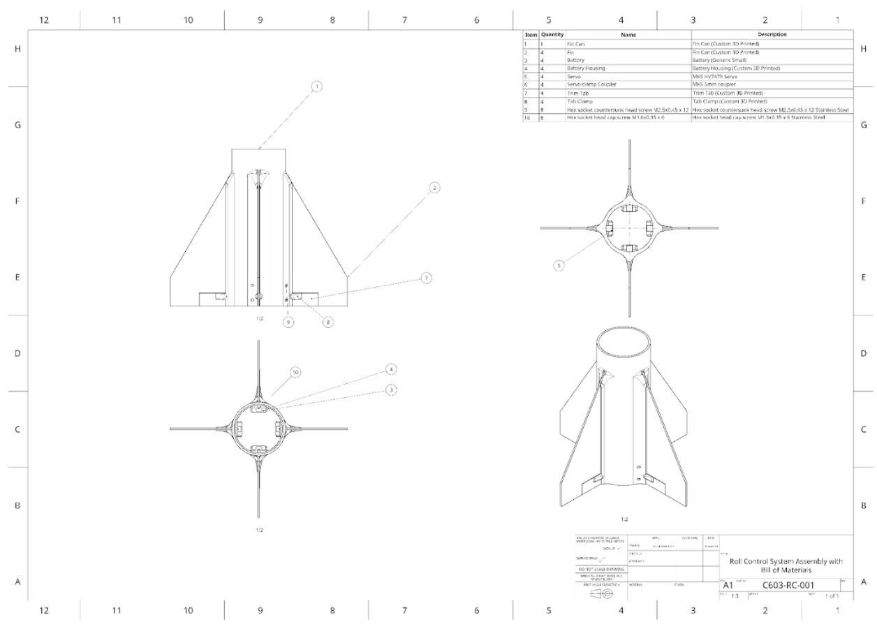 Engineering drawing: trim tab detail dimensions and specifications.